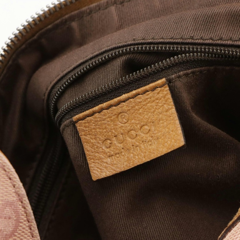 Gucci Horsebit Strap Hobo Shoulder Bag in Pink GG Canvas and Brown Leather - Picture 7 of 10